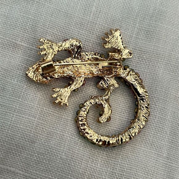 Colorful Rhinestone Lizard Brooch - Picture 2 of 3